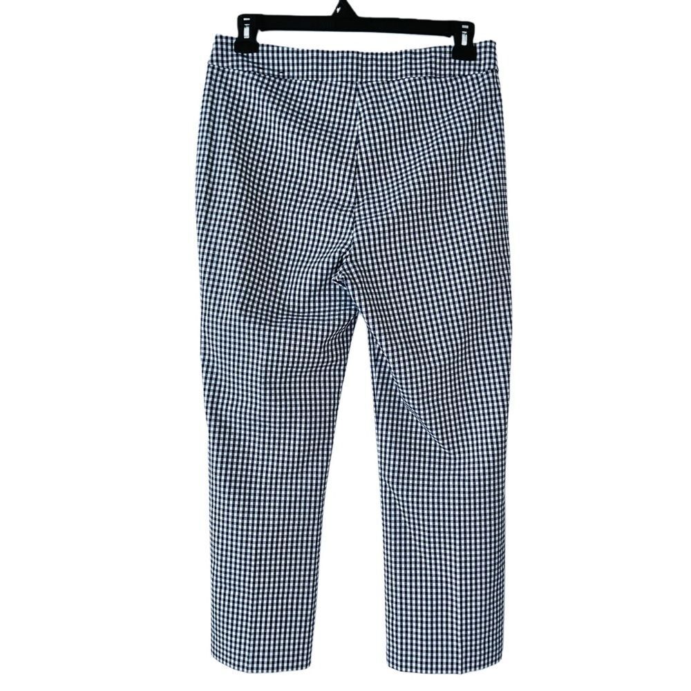 Premise Navy White Gingham Cropped Pants Size Large Pull On Stretch Coastal Prep - Picture 6 of 8